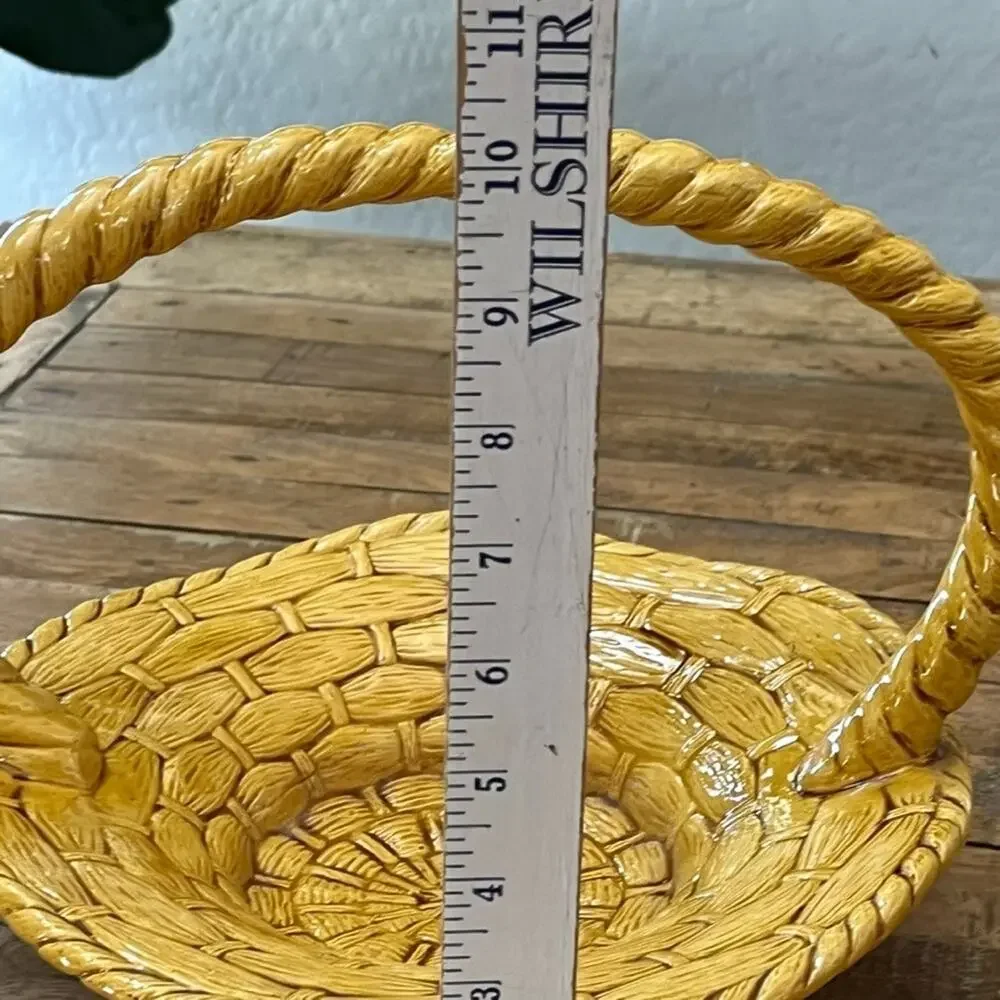Handmade Ceramic Yellow Basket 10.5